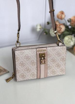 Сумка жіноча крос-боді guess оригінал ginevra mini girlfriend crossbody blush logo гесс пудрова