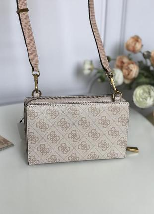 Сумка жіноча крос-боді guess оригінал ginevra mini girlfriend crossbody blush logo гесс пудрова6 фото