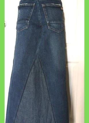 Максі спідниця джинс синя з розрізом спереду р.s, м щільний котон з еластаном2 фото