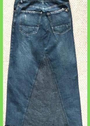 Максі спідниця джинс синя з розрізом спереду р.s, м щільний котон з еластаном5 фото