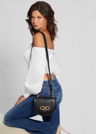 Сумка женская кросс-боди guess оригинал fleet mini saddle crossbody черная гесс кросс боди7 фото