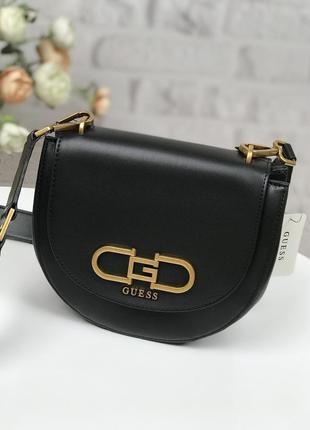 Сумка женская кросс-боди guess оригинал fleet mini saddle crossbody черная гесс кросс боди2 фото