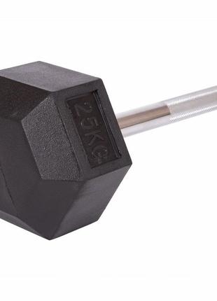 Штанга фіксована пряма гумова record rubber hexagon barbell ta-6230-25 довжина-95 см 25 кг3 фото