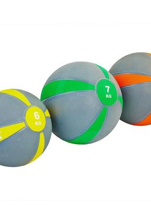 М'яч медичний медбол zelart medicine ball fi-5122-9 9 кг сірий-синій3 фото