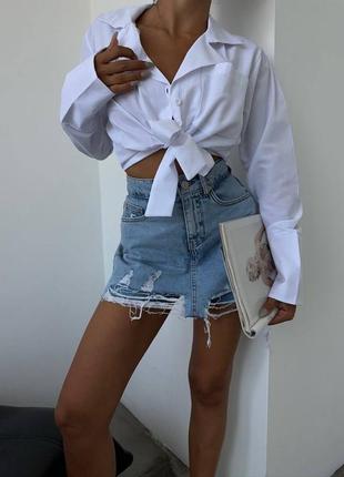 Нереально стильна джинсова спідниця шорти5 фото