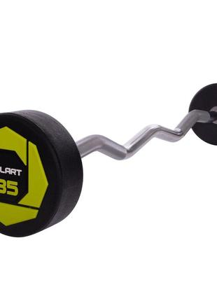 Штанга фиксированная изогнутая полиуретановая zelart urethane barbell ta-2690-35 длина-110см 35кг