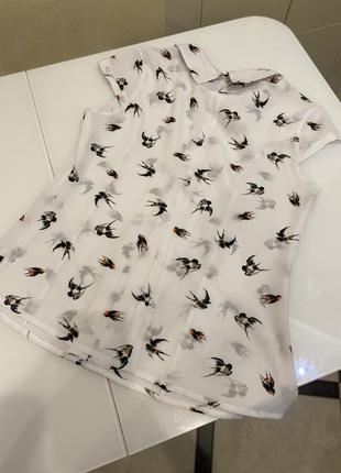 Школьная блуза с птичками2 фото