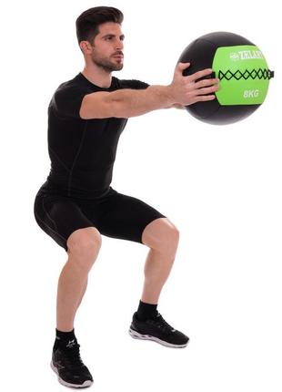 М'яч набивний для кросфіту волбол wall ball zelart fi-5168-8 8 кг чорний-зелений6 фото