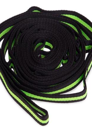 Лента для растяжки ленточный эспандер record stretch strap f040 12 петель черный-салатовый4 фото
