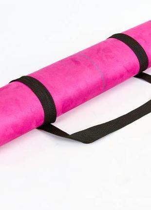 Килимок для йоги замшевий record fi-5662-36 розмір 183x61x0,3 см блакитний-рожевий з принтом "я - це любов"8 фото