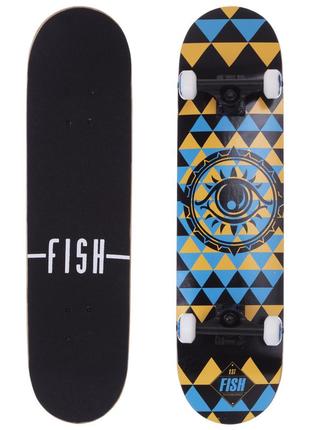 Скейтборд fish eye zelart sk-414-7 черный-синий