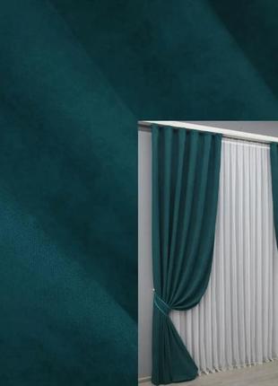 Штори з тканини мікровелюр petek. колір смарагдовий