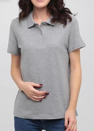 Футболка женская polo поло с воротником серая базовая 48 l 44 s 46 m