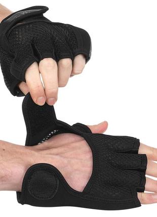 Рукавиці для фітнесу та тренувань hard touch fg-9529 s-xl чорний5 фото
