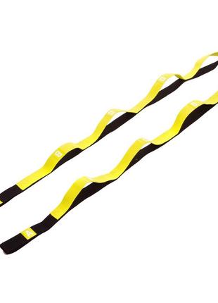 Стрічка для розтяжки record stretch strap fi-6347 8 петель чорний-лимонний