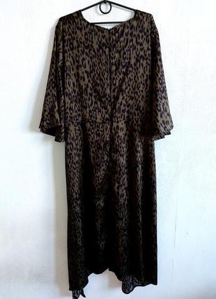 Шикарное сатиновое платье миди под поясок3 фото