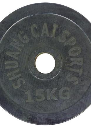 Диски (диски) прогумовані shuang cai sports ta-1448-15b 52 мм 15 кг чорний3 фото