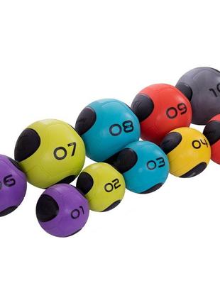 М'яч медичний медбол zelart medicine ball fi-2620-4 4 кг жовтий-чорний10 фото