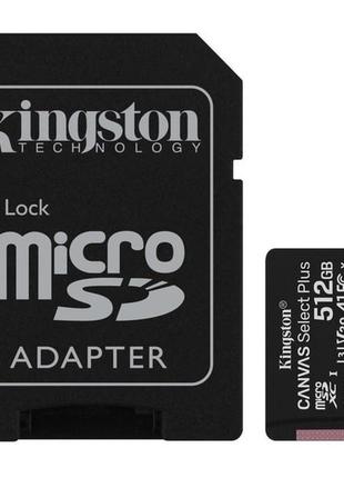 Карта пам'яті kingston microsdxc 512gb canvas select plus uhs-i/u1 + sd-адаптер (sdcs2/512gb) (код