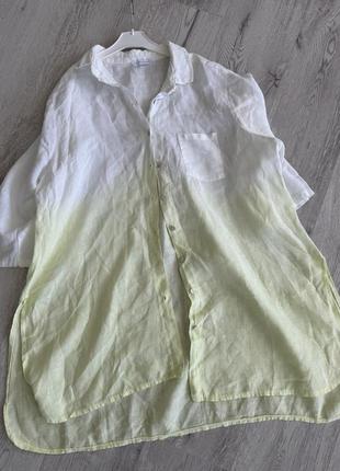 Рубашка блуза сорочка льон лляна italy 🇮🇹 оверсайз туніка8 фото