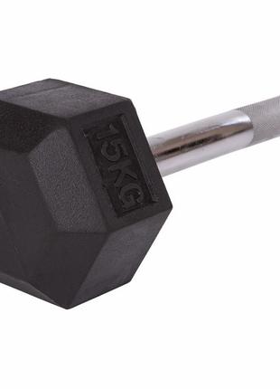 Штанга фиксированная изогнутая обрезиненная rubber hexagon barbell zelart ta-6231-15 длина-95см 15кг3 фото