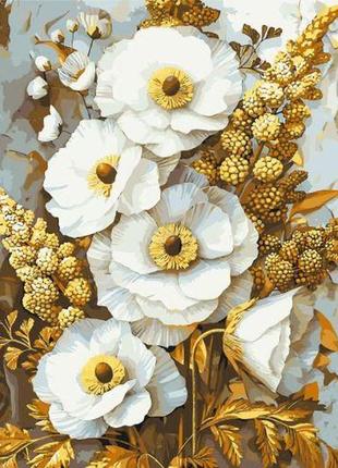 Картина по номерах з фарбами металік "благородні квіти" 40x50 см