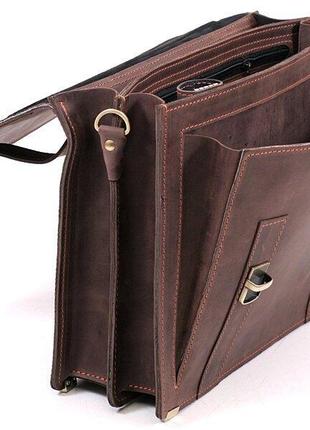 Кожаный портфель винтаж коричневый стильный casual кежуал ручная работа5 фото