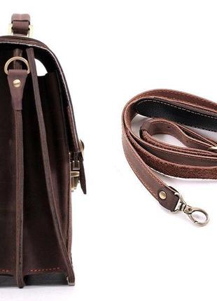 Кожаный портфель винтаж коричневый стильный casual кежуал ручная работа4 фото