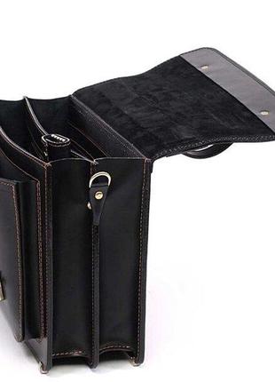 Стильный casual кежуал портфель кожаный качественный черный ручная работа4 фото