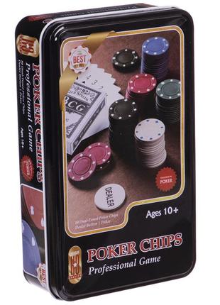 Набор для покера в металлической коробке zelart ig-4590 80 фишек