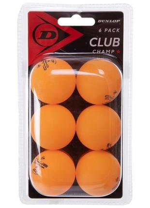 Набор мячей для настольного тенниса dunlop 40+ club champ dl679350 6шт оранжевый