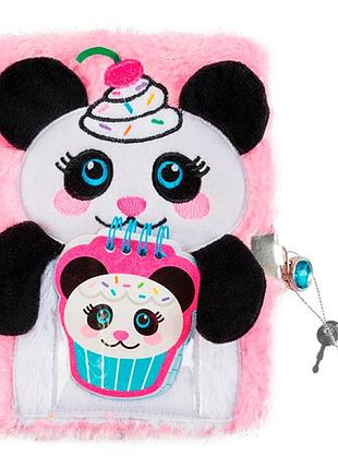 Пушистый блокнот с замочком и сквишем make it real сладкая панда