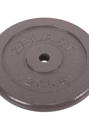 Блины (диски) стальные d-30мм zelart ta-7789-20 20кг серый