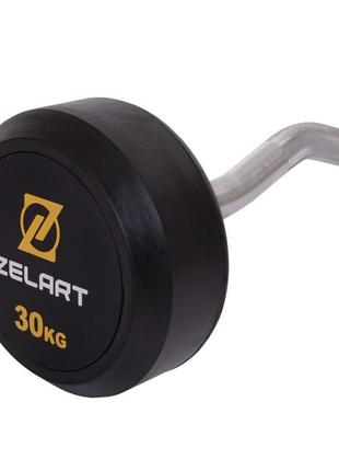 Штанга фіксована вигнута прогумована zelart rubber coated barbell ta-2687-30 довжина-95 см 30 кг3 фото