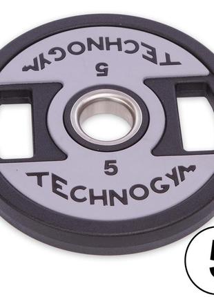 Блины (диски) полиуретановые technogym tg-1837-5 51мм 5кг черный