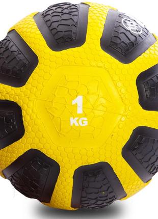 М'яч медичний медбол zelart medicine ball fi-0898-1 1 кг чорний-жовтий