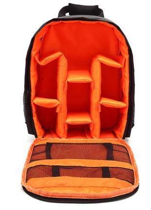 Универсальный небольшой фото рюкзак для фотографа черный с оранжевым 33х25х13см ferndean ma0322 фото
