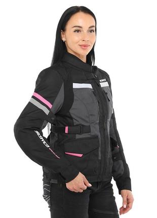 Мотокуртка текстильная с защитой и съемным утеплителем женская scoyco jk122w l-3xl черный-серый3 фото