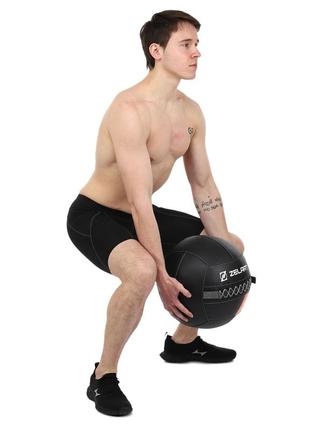 М'яч волбол для кросфіту та фітнесу zelart wall ball ta-7822-13 вага — 13 кг чорний9 фото