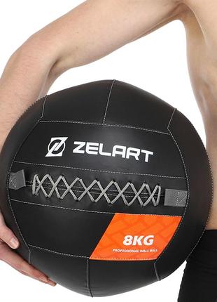 М'яч волбол для кросфіту та фітнесу zelart wall ball ta-7822-8 вага-8кг чорний7 фото