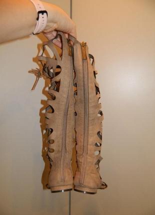👡🌟р. 39 женские бежевые гладиаторские босоножки breckelle's на шнуровке с молнией 🌟👡7 фото