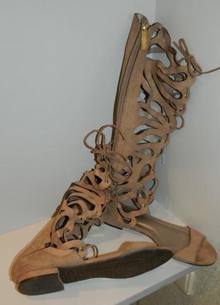 👡🌟р. 39 женские бежевые гладиаторские босоножки breckelle's на шнуровке с молнией 🌟👡9 фото