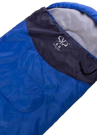 Спальный мешок одеяло с капюшоном zelart sy-s024 синий-темно-синий3 фото
