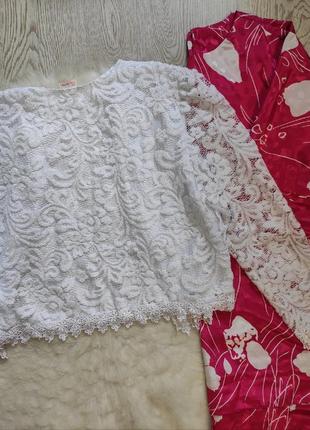 Белая ажурная короткая блуза с пуговицами накидка болеро нарядная гипюр с цветочной вышивкой8 фото