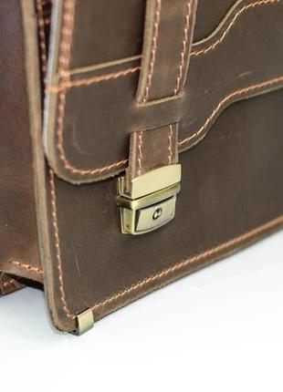 Шкіряний портфель 2 відділення коричневий вінтаж кежуал casual якісна ручна робота8 фото