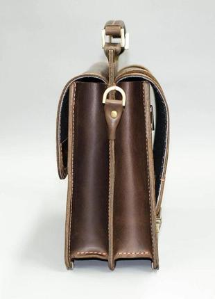 Шкіряний портфель 2 відділення коричневий вінтаж кежуал casual якісна ручна робота3 фото