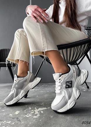 Кросівки спортивні сітка нью беленс сіро білі фото вживу9 фото
