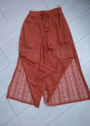 Кюлоты палаццо штаны кроше прозрачные кружевные