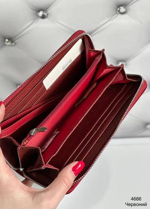 Женский стильный и качественный кошелек из натуральной кожи красный5 фото