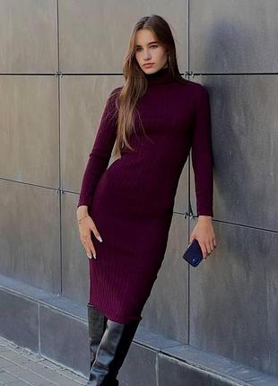 Тепла сукня гольф у рубчик